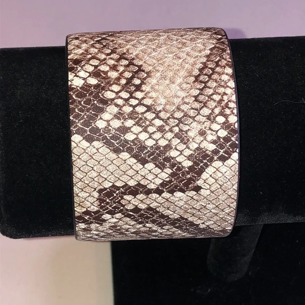 Metallic Snake Print Wide Cuff Bracelet